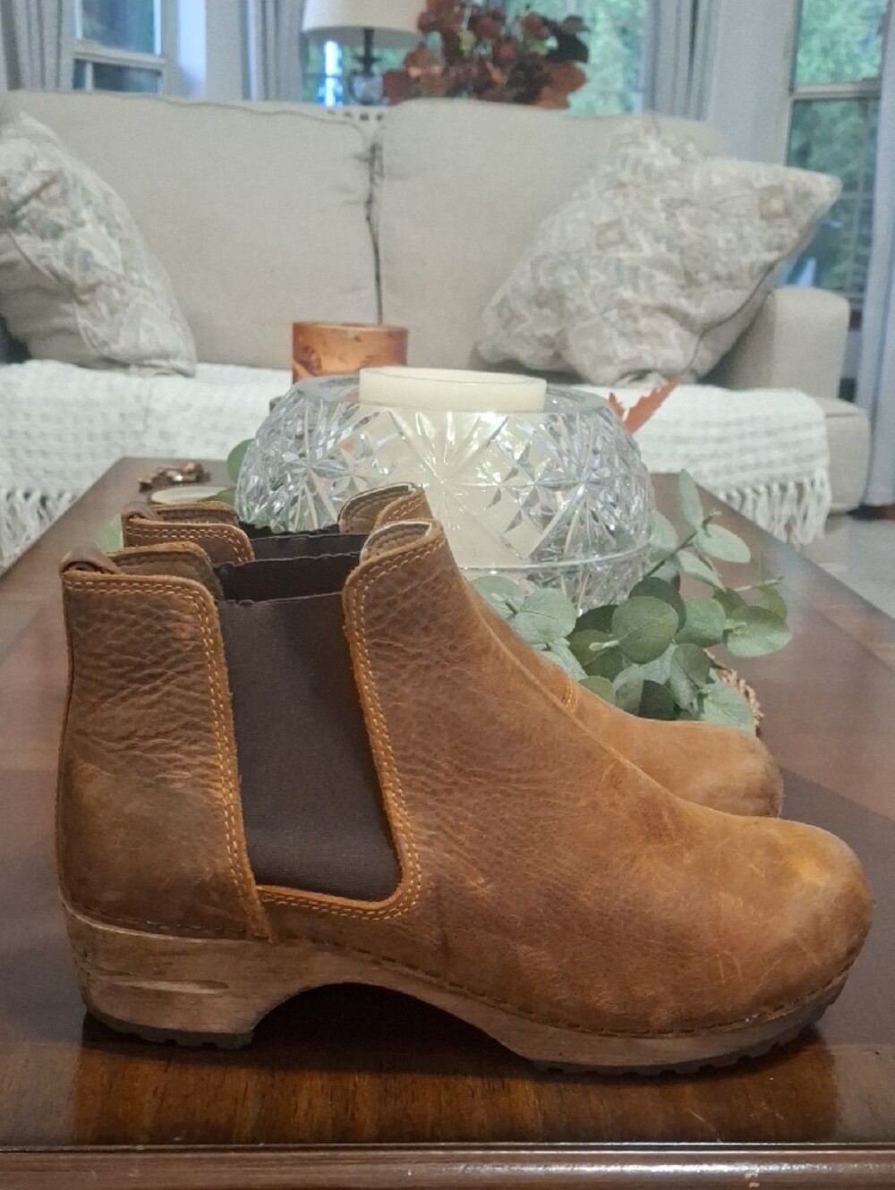Sanita Koi Brown Women's Chukka Boots - Slip-On Leather Chunky Size 39/8.5 US